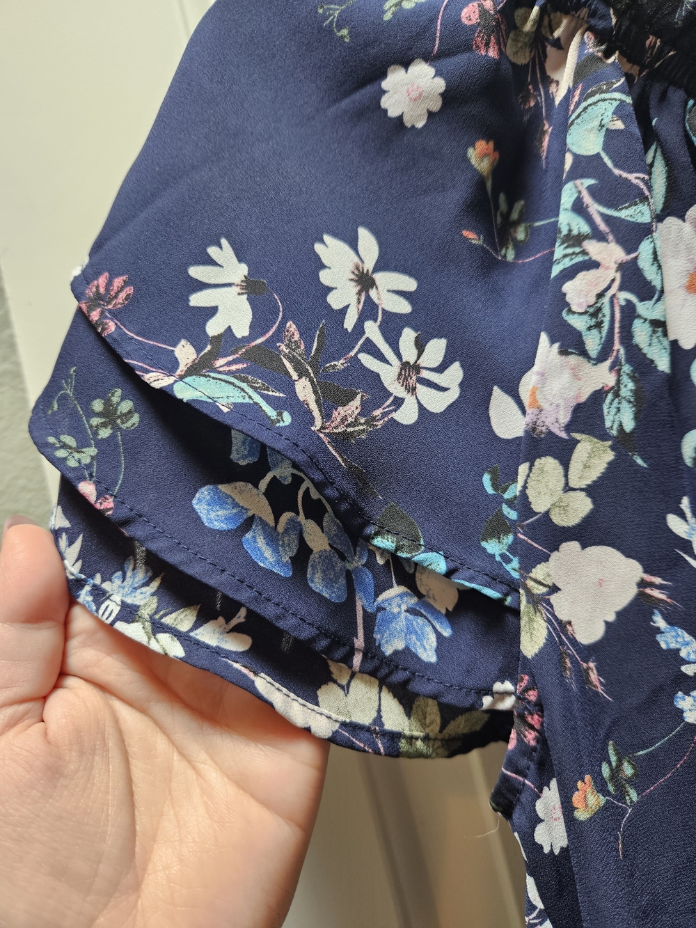 Counterparts Navy Floral Off-Shoulder Ruffle Blouse - Picture 5 of 6